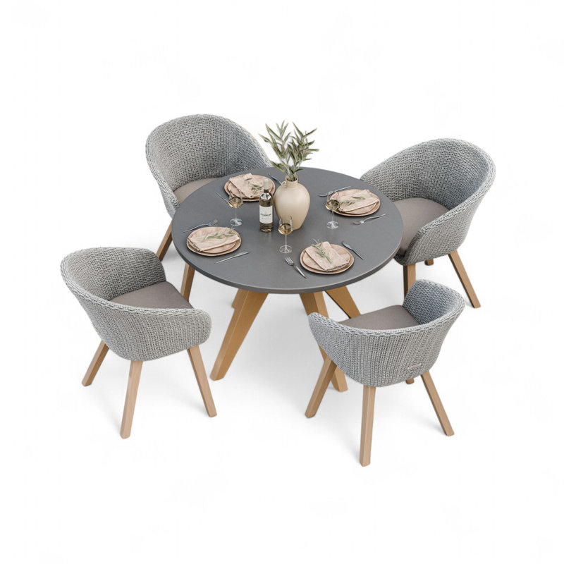 Round 5 - Piece 4 - Person 120Cm L Outdoor Dining Table Set