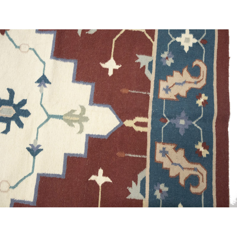 Tapis oriental crème crème Dhurrie 9X12