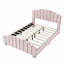 Grand lit plateforme tapissier en velours avec tête de lit et pied de lit capitonné vertical, sans sommier tapissier, rose