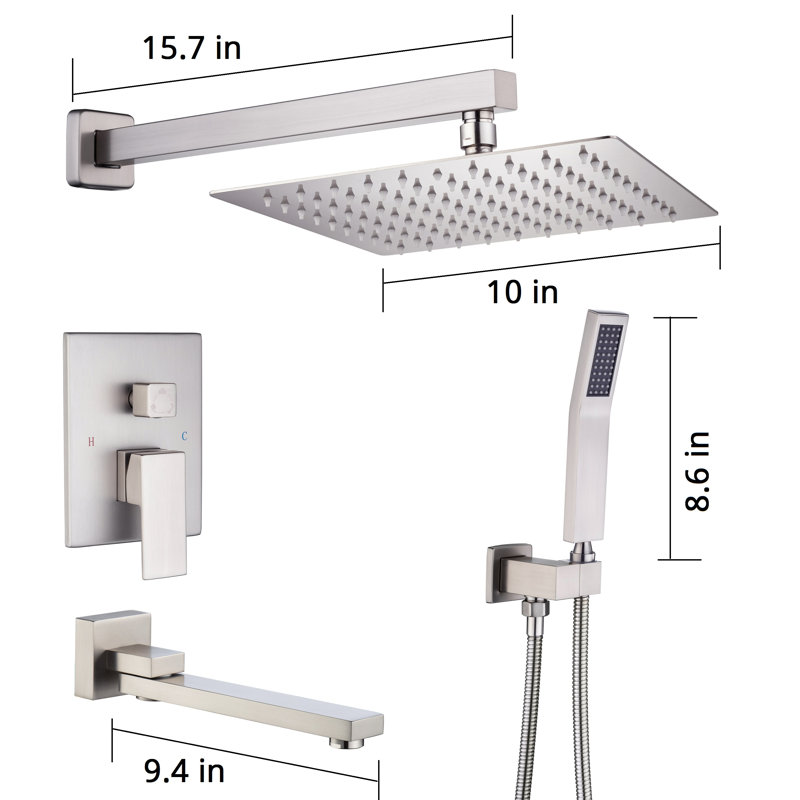 Complete Shower System with Rough-in Valve, Brushed Nickel
