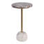 Table d'appoint ronde artistique en pierre et métal pour salon - Meuble d'appoint contemporain et élégant au profil étroit pour bureau - 48 cm, violet et or