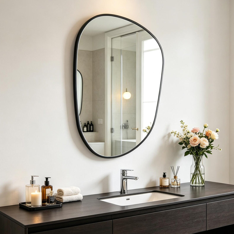 Asymmetrical Metal Framed Wall Mirror
