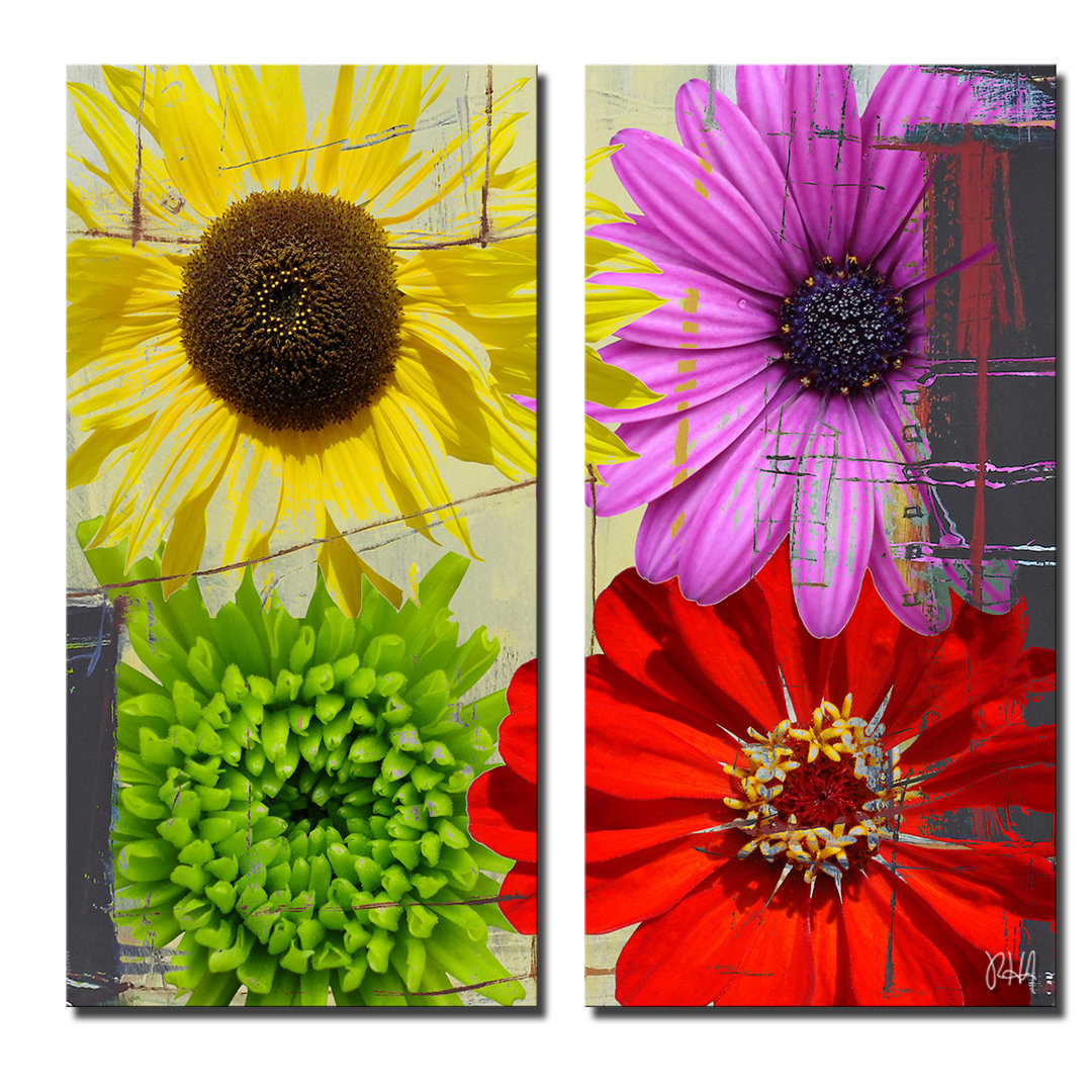 " Painted Petals XXXVIII " by Ready2HangArt™ 2 - Pieces (Set of 2) Latitude Run®