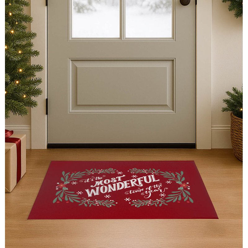 Paillasson d'intérieur It's It's the Most Wondeful Time of the Year, Rouge, L 48 po x L 72 po
