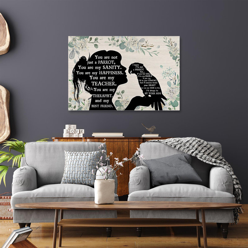 «Parrot Friends», impression sur toile tendue, H 24 po x l 36 po x P 1,25 po