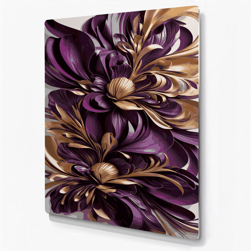 Abstrait floral 94, art mural en métal brun, H 16 po x l 20 po