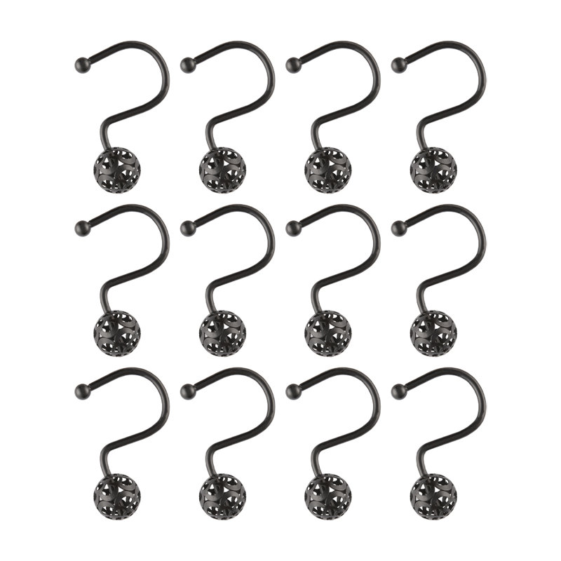 Steel Shower Curtain Hook, Black