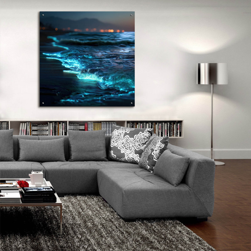  «Tides Of The Al Minded Mind» par Ann Klee, art mural en verre acrylique, 36 po x 36 po