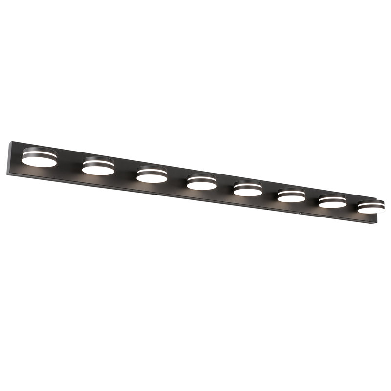 Luminaire de salle de bain 8 lumières à DEL à intensité variable moderne 8CCT avec finition noire, Noir, 8