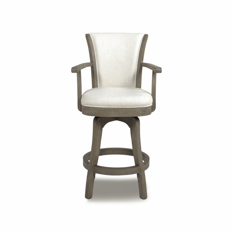 Tabouret de bar pivotant luxueux en cuir vintage avec fabrication robuste, Gris, Blanc