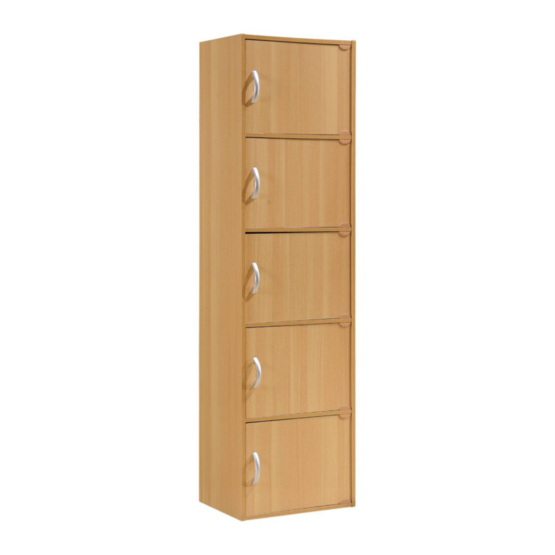 Aimee-Jane Storage Bookcase, Beech, (5 Shelves) 59.1" H x 15.9" W x 11.8" D