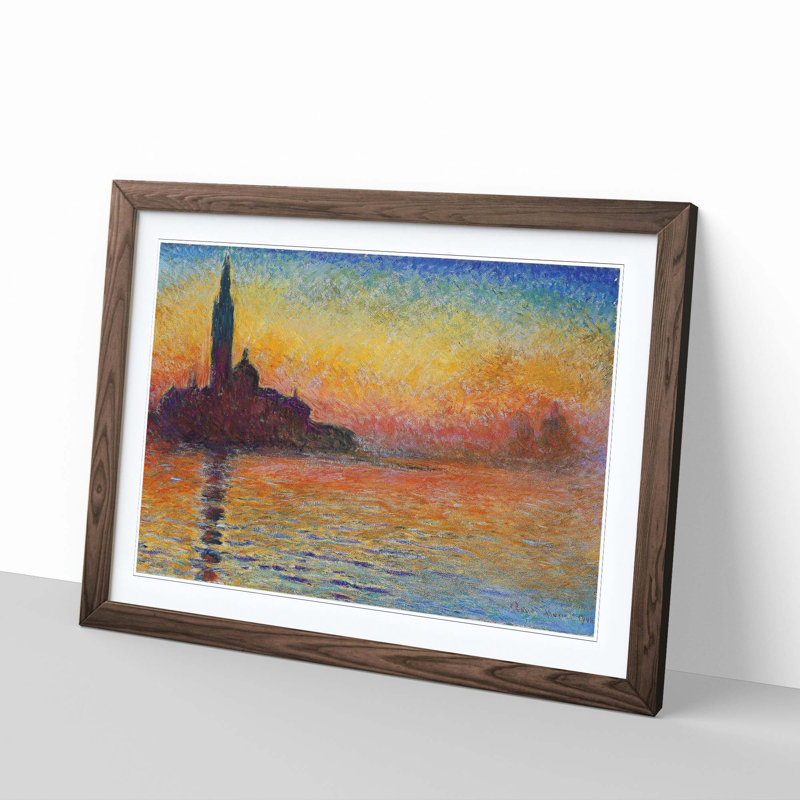 San Giorgio Maggiore at Dusk by Claude Monet - Framed Print, Walnut