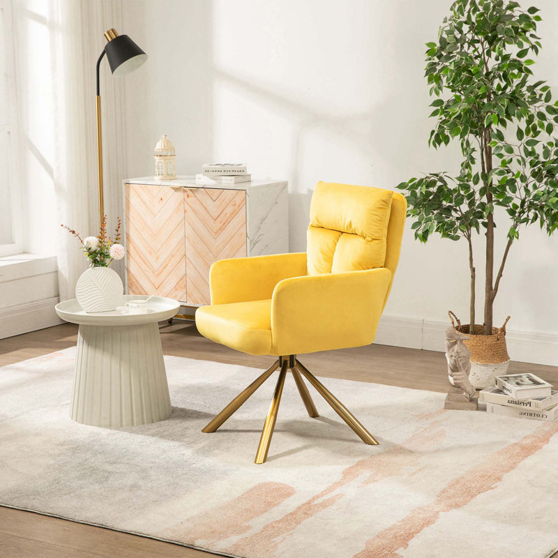 Fauteuil d'appoint pivotant Kriene, Jaune