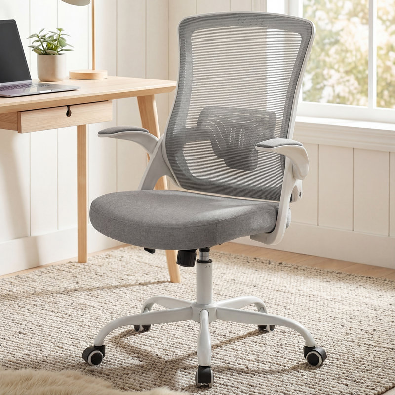 Chaise de bureau ergonomique Neeya, Gris, Base en acier, Sans repose-tête