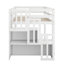 Lit mezzanine simple bas avec escalier, base de lit en bois avec garde-corps de sécurité-954735496