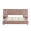 Structure de lit tapissier grand format avec tissu en chenille et tête de lit plissée, aucun sommier tapissier nécessaire-351231456