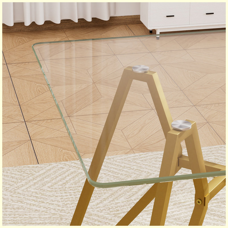 35.4-inch square tempered glass dining table