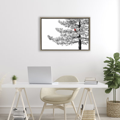 Cardinal in Stark Winter Tree Floating Frame, design by Steve Toole
