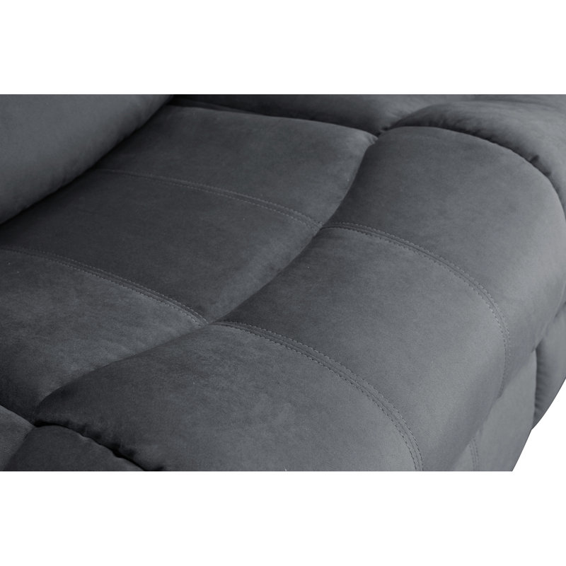 Tissu transitionnel en microfibre avec support lombaire - gris, structure en bois franc séché au four de l 30 po, fabrication à 8 ressorts à arc, base en acier inoxydable, rembourrage en mousse, enveloppé de fibre grise