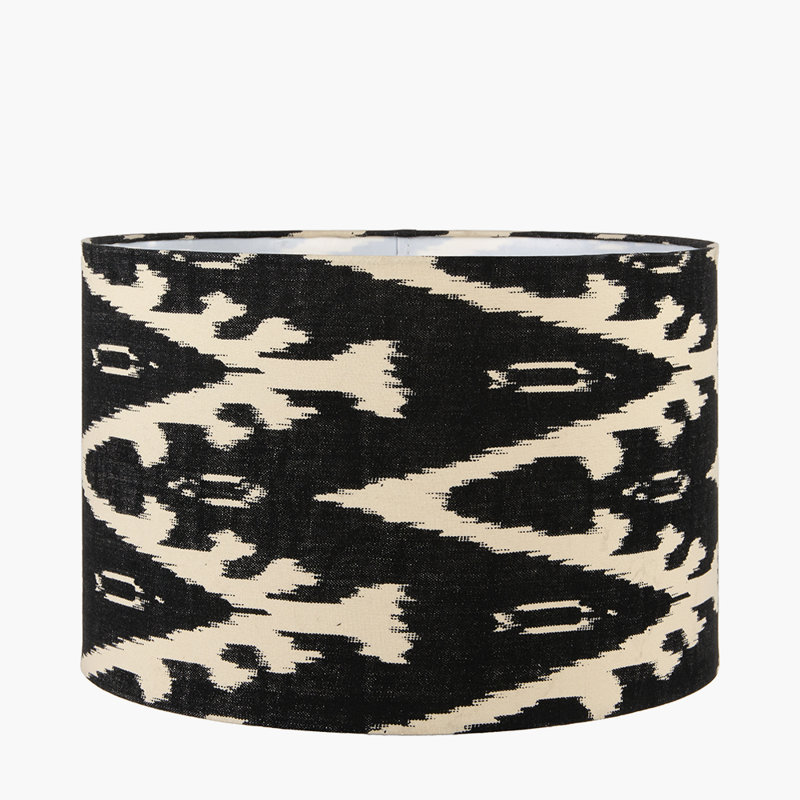 Cotton Drum Lamp Shade ( Uno ), 27cm H x 40cm W x  40cm D, Black
