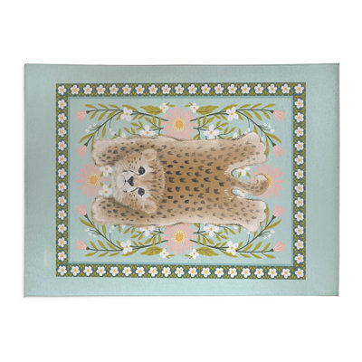 Dormer Lying Leopard Flowers Blue Indoor Doormat