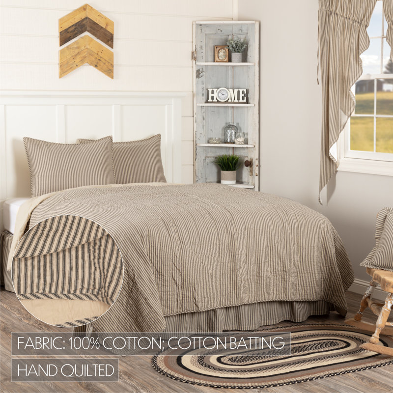Charcoal Black Cotton Reversible Queen Quilt Set