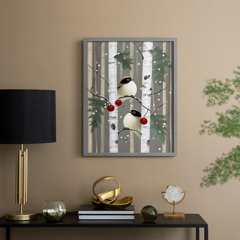 «Christmas Holiday Art C III», reproduction encadrée - bois massif, H 15 po x l 12 po, Gris