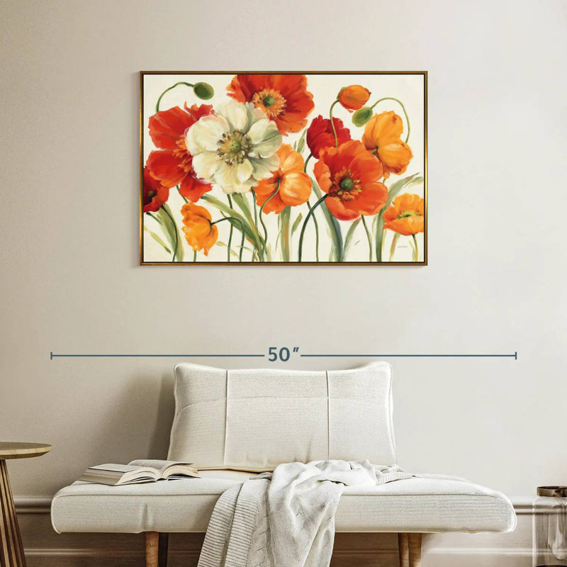 Mélodie des coquelicots, Cadre flottant doré, 37 po x 25 po