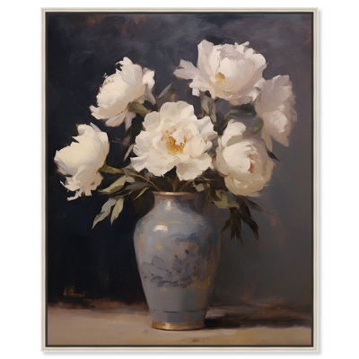 Fleurs dans un vase en porcelaine, art mural classique par Art Remedy