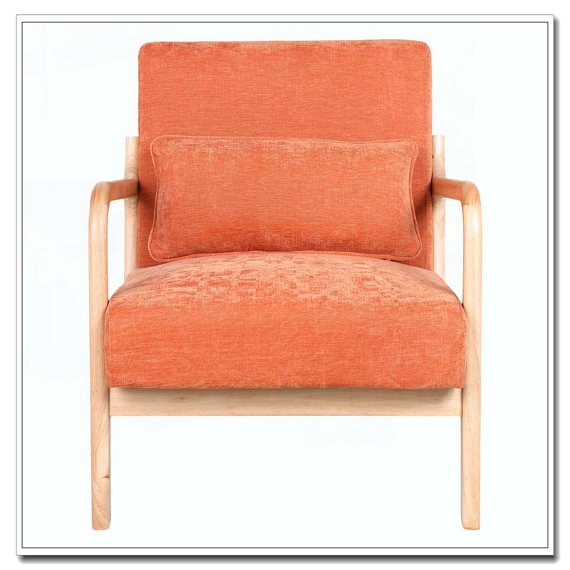 Fauteuil moderne, fauteuil d'appoint avec structure en bois massif, Orange