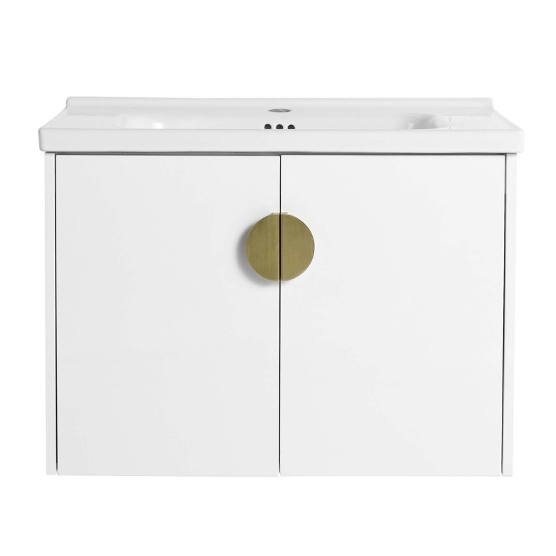 Meuble-lavabo à fermeture en douceur 28 po avec lavabo, pour petite salle de bain, Blanc, 28"