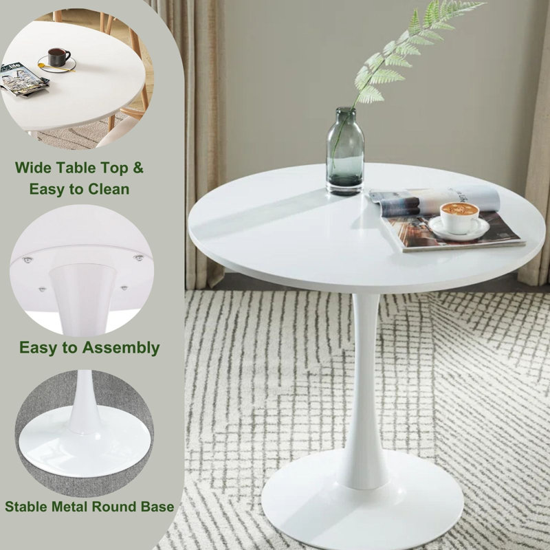 Modern 3-Piece Dining Set - White Table & Armchairs