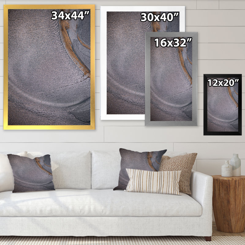 Art de luxe sur toile monochrome gris luxueux - œuvre d'art moderne sur toile, Cadre photo noir, H 20 po x l 12 po x P 1 po
