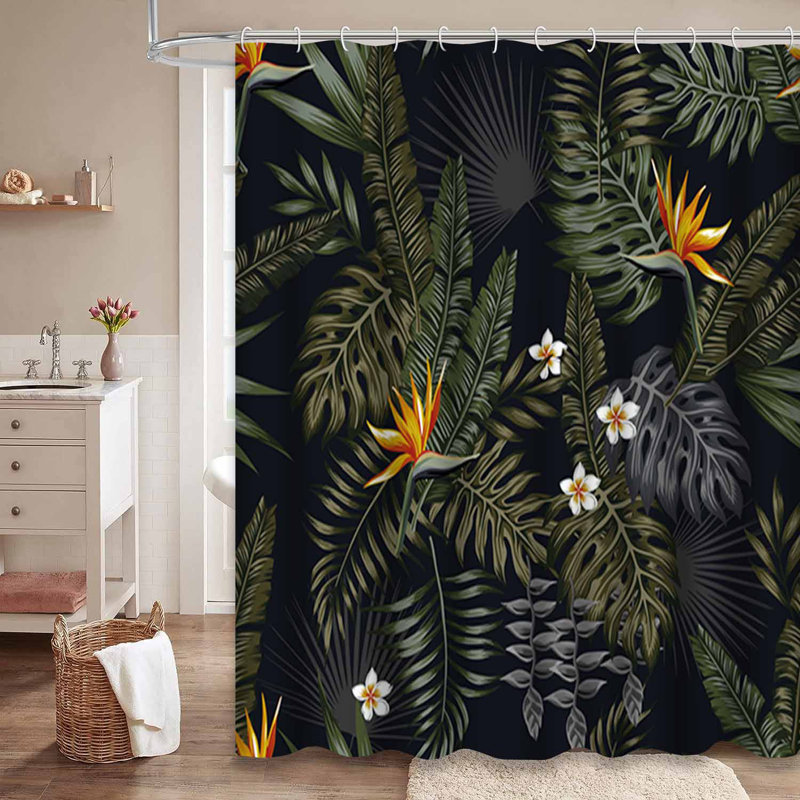 Rideau de douche vert imperméable, rideaux de douche pour la salle de bain avec 12 crochets, 72" L x 78" W