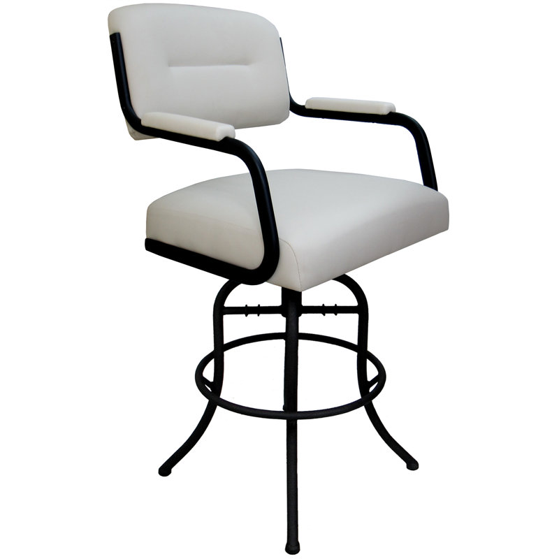 Tabouret de comptoir pivotant 26 po Gurpal, Vinyle blanc / cadre noir