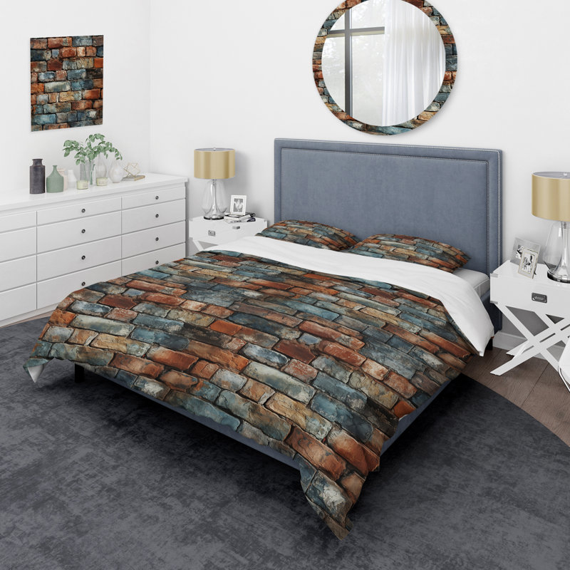 Urban Brick Wall Elegance - Ensemble de housse de couette en brique - Polyester en microfibre