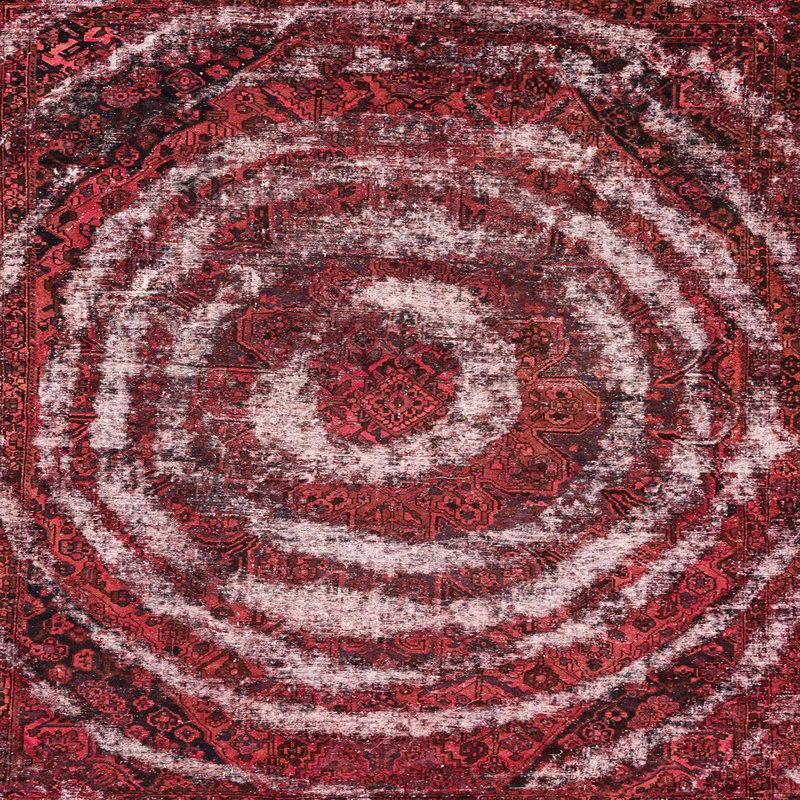Tapis rouge en laine Power Loom, Carré 8 pi