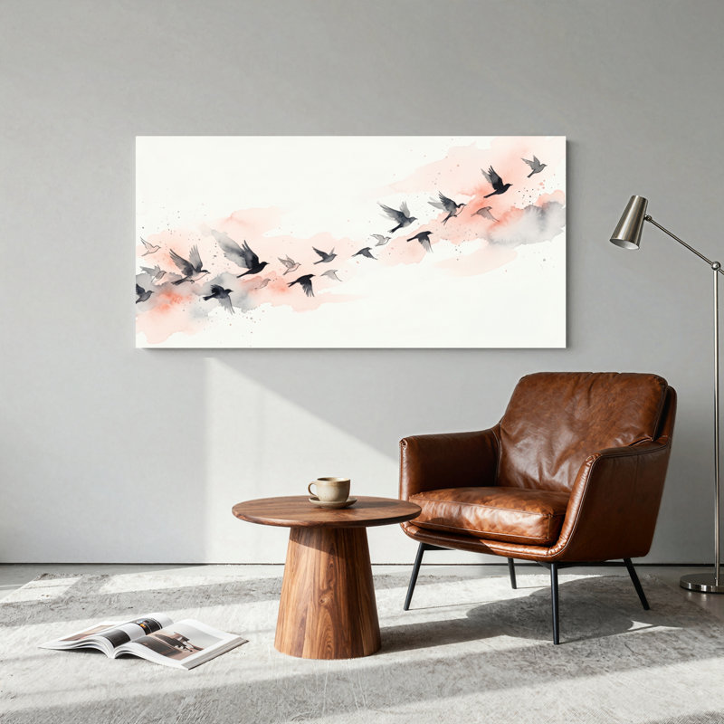Ensemble de 1 tableau sur toile représentant le vol des oiseaux, 40“W x 20”H, Wrapped Canvas