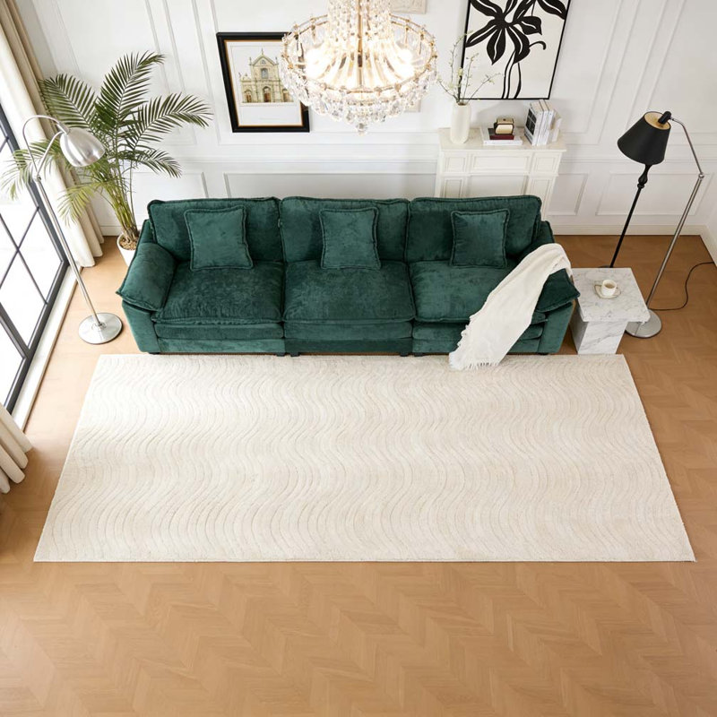 Canapé à accoudoirs plus large, 3, Vert, H 33,1 po x l 117,3 po x P 30,3 po