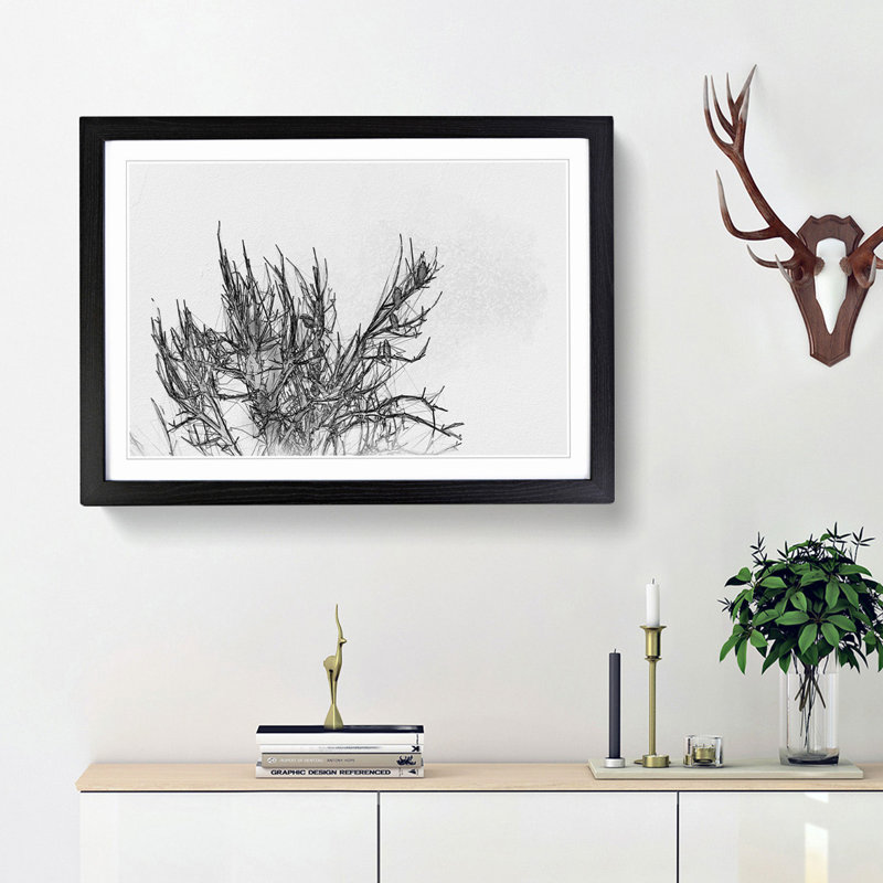 Birds in the Trees in Abstract - Picture Frame Graphic Art Print, 48cm H x 65cm W x 2cm D, Black Framed