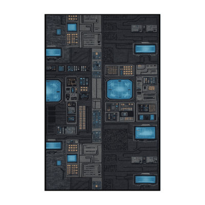 Machine Washable Transportation Black Area Rug