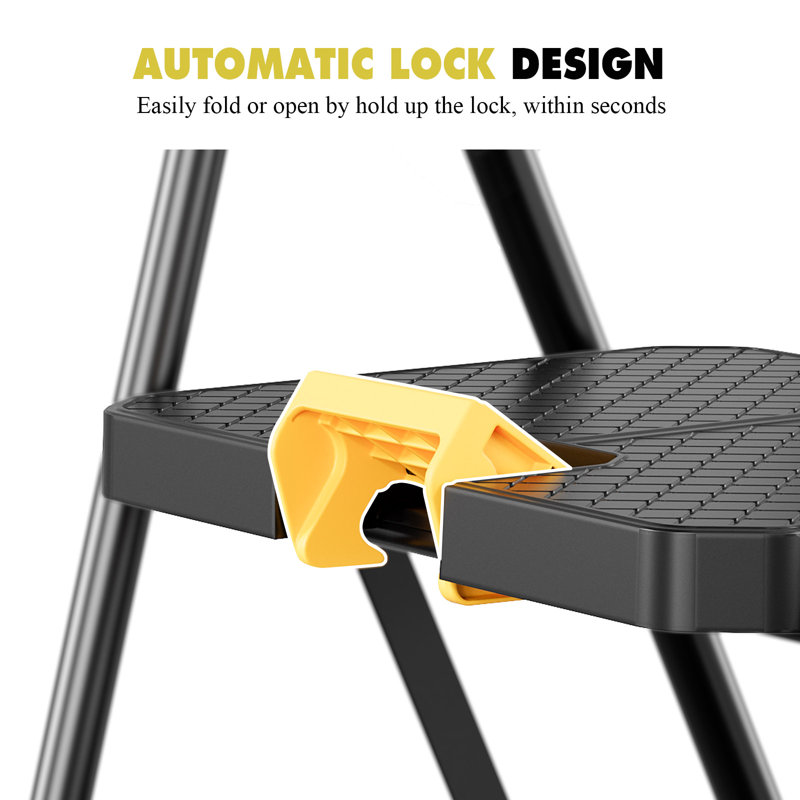 5 Step Stool,Metal Ladder,Folding Step Ladder with Tool Platform,Library Ladder,Decorative Kitchen Step Ladder