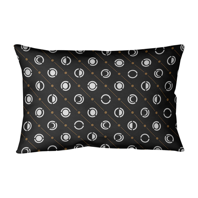 Coussin lombaire Moon phases, Duvet/plume, H 14 po x l 20 po, Noir/orange