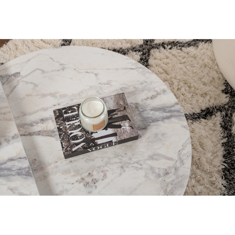 Modern Freesia Marble Coffee Table, 1 Piece | 35.4 x 11.8 x 23.6 inches | 100% Melamine Coated Particle Board, Thickness: 0.7 inches | Elegant Design for Living Room, Durable & Stylish Home Furniture