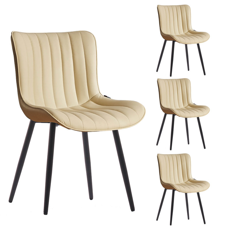 Chaises de salle à manger rembourrées en similicuir Heitger, Beige