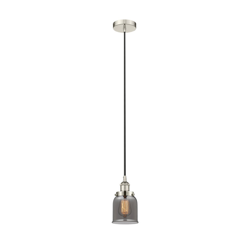 Luminaire suspendu en forme de cloche à 1 lumière Bostonia, H 9,5 po x l 5 po x P 5 po, gris, Nickel poli