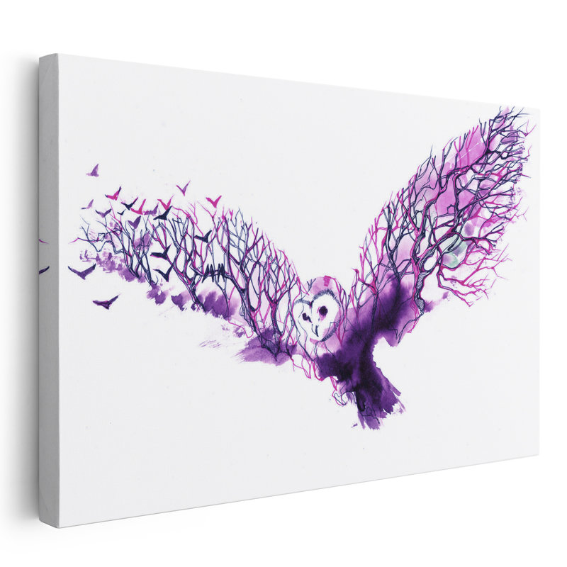Abstract Barn Owl - Wrapped Canvas Painting
