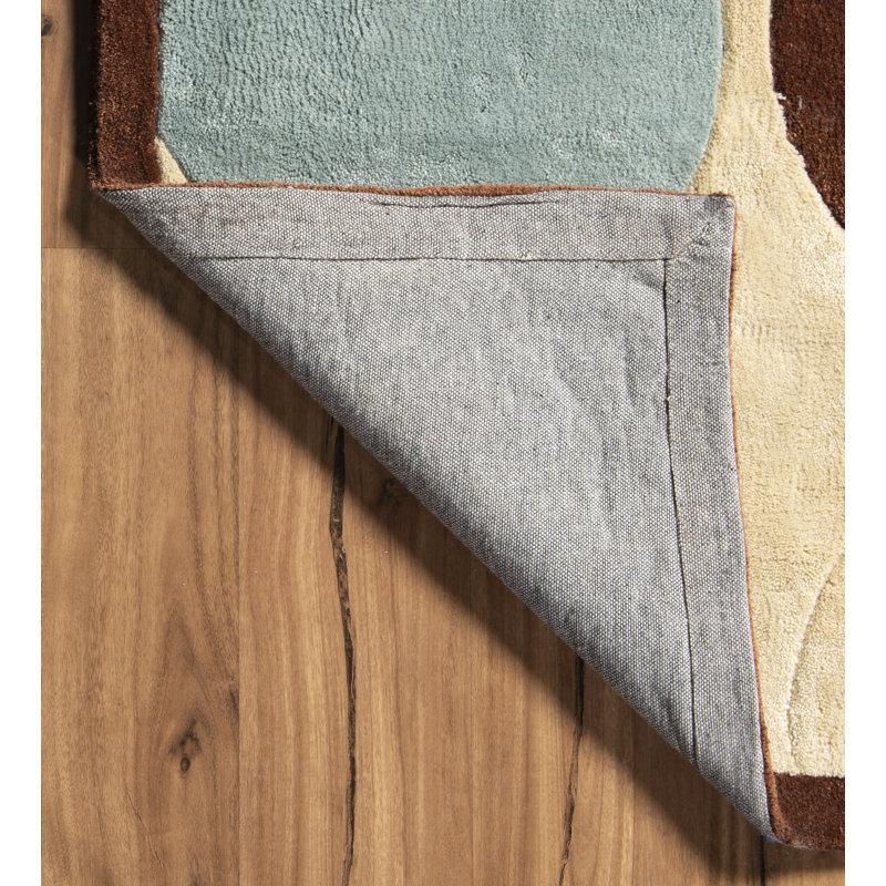 Equelle Handmade Rug Tan And Iceblue, Rectangle 8' x 10'