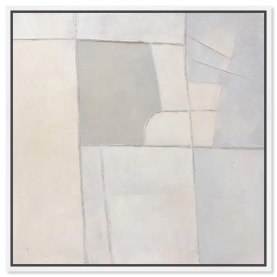 Oliver Gal Misty White II Abstract - Hand-Laid Leaf Framed Canvas Art
