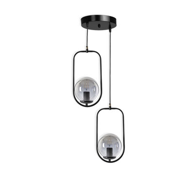 2 Lights Metal Globe Cluster Pendant